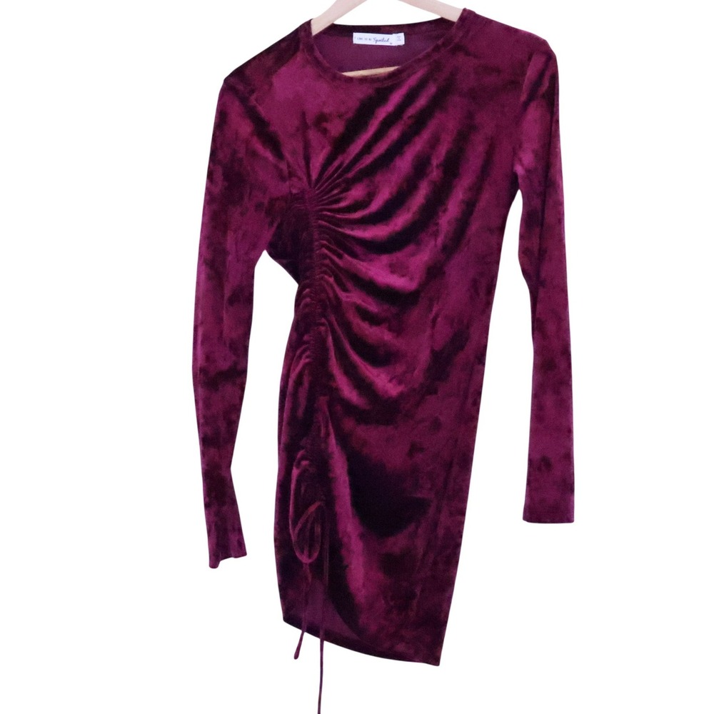 Ruched Velvet Mini Dress Womens Size M Indie Sleeze Fairy Grunge Whimsigoth